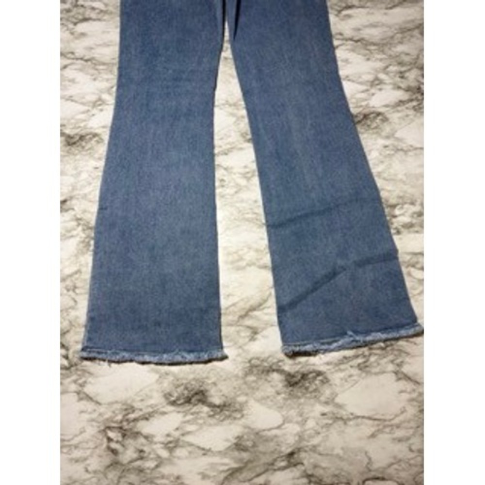 Democracy Petite High Rise Flare Jeans AB Technology Itty Bitty Booty Blue - Picture 9 of 9